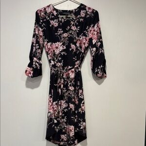 41 Hawthorn Black Dress with Pink Floral Design